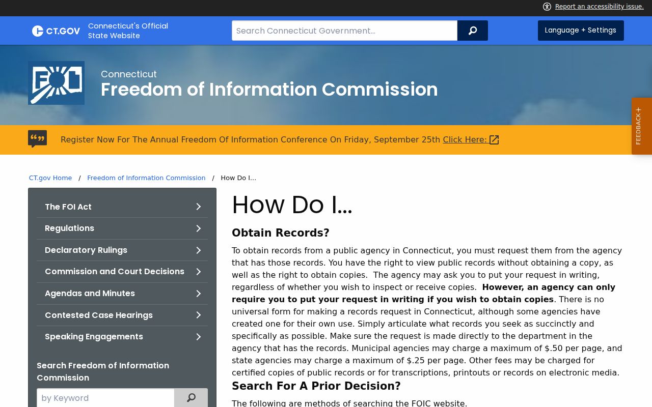 Fairfield County active warrant records and Connecticut FOI request guidance