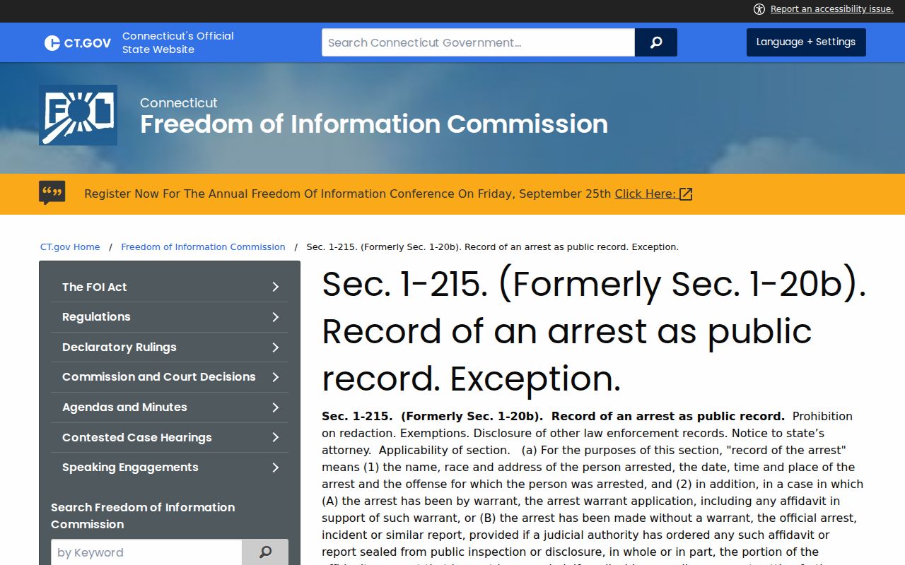 Fairfield County bench warrant arrest-record public access rule