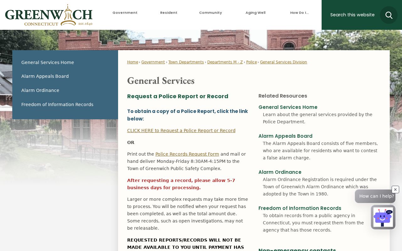 Greenwich warrant records counter hours and fee information
